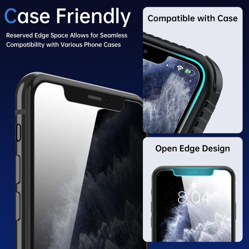 SYNCWIRE Privacy Screen Protector for iPhone 11 Pro Max/XS Max 6.5" [2-Pack], Anti Spy Tempered Glass Film with Auto Alignment Tool [9H, Shatterproof, Bubble Free, Sensitive Touch, Anti-Smudge] - Image 4